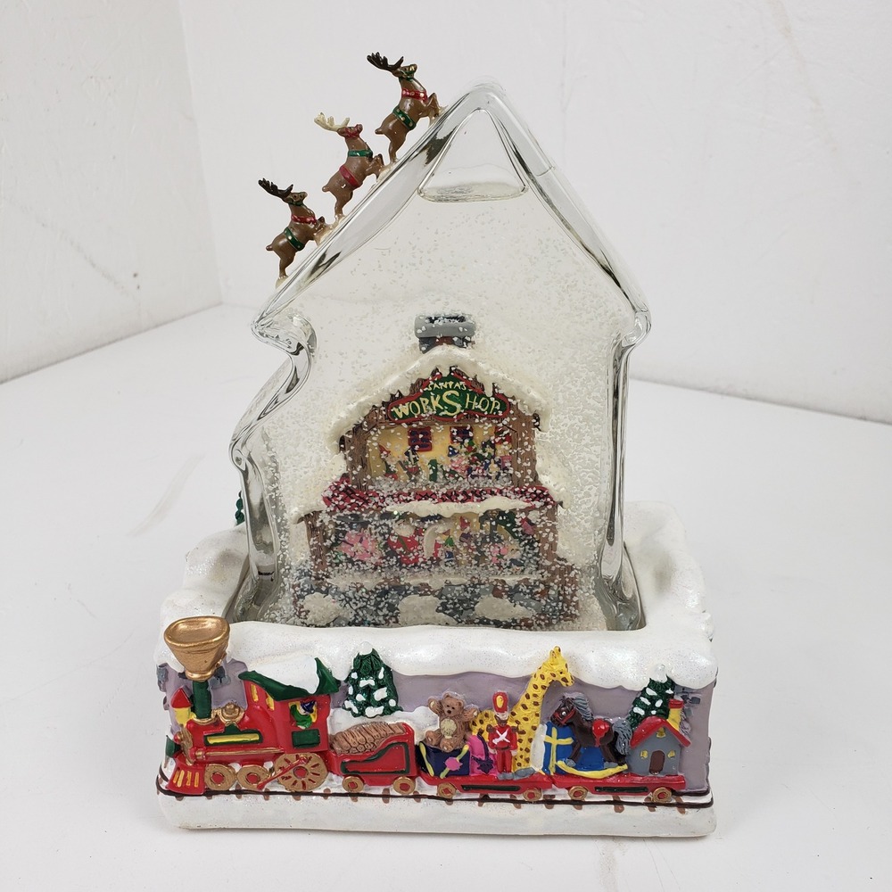 Mr. Christmas Snow Time Water Snow Globe Santa's Workshop Here Comes Santa Claus